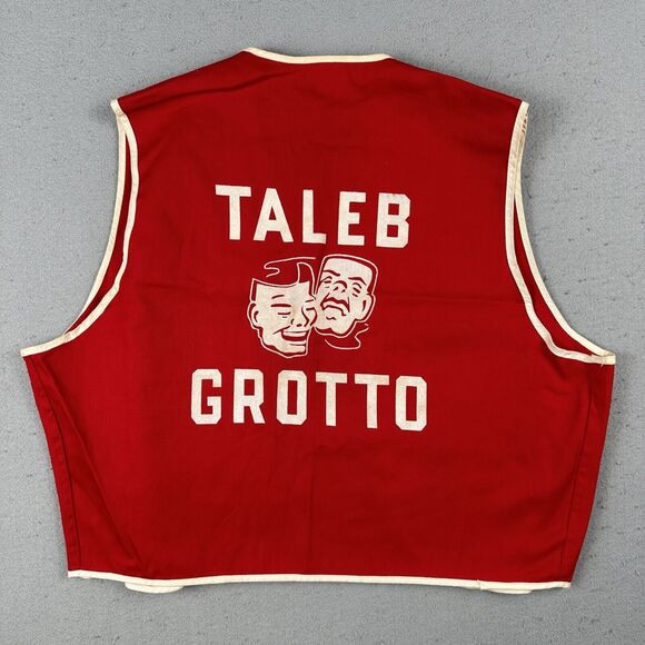 Vintage 60s Champion Running Man Vest Medium Red Cast Taleb Grotto Open Front - Picture 12 of 16
